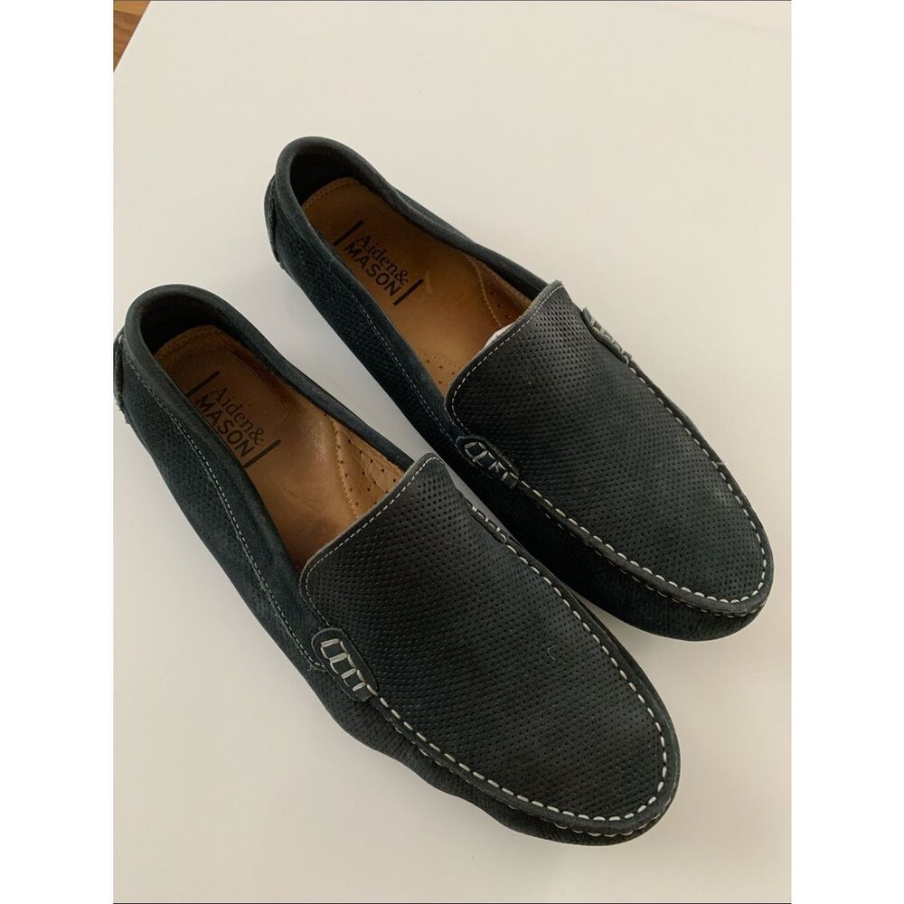 Aiden Mason Black Perforated Slip-On Loafers Size 10M